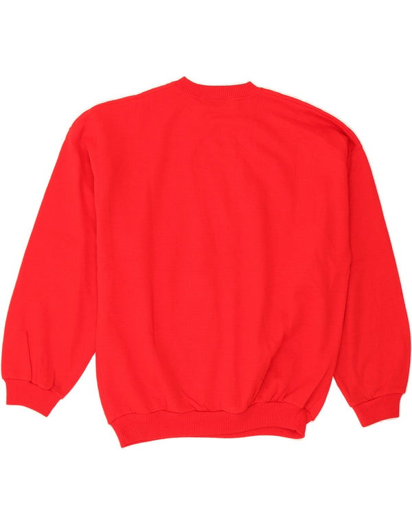 Maglione maglione girocollo da donna VINTAGE UK 14 Acrilico floreale rosso medio
