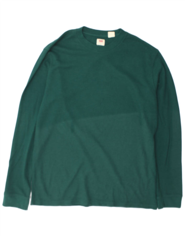 Levi's Uomo Standard Top Manica Lunga Grande Cotone Verde