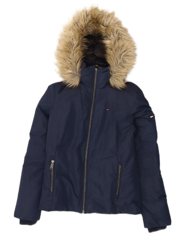 Giacca imbottita con cappuccio da donna Tommy Hilfiger UK 6 XS poliestere blu navy