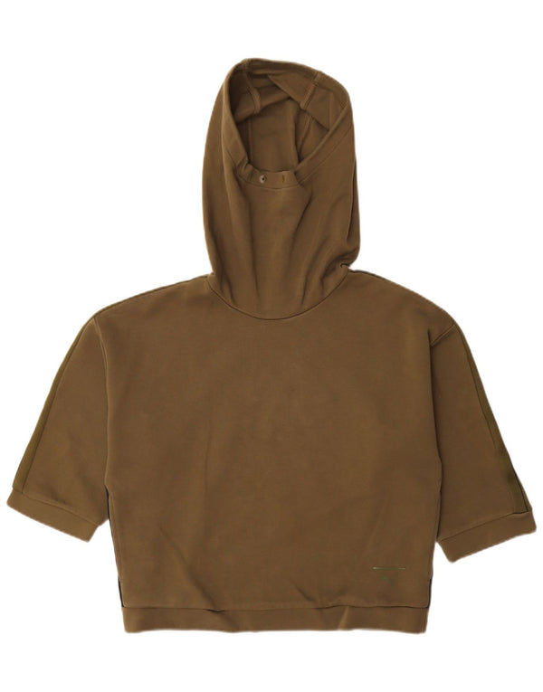 Felpa con cappuccio da donna con maniche a 3/4 Puma UK 10 Small Khaki Colourblock