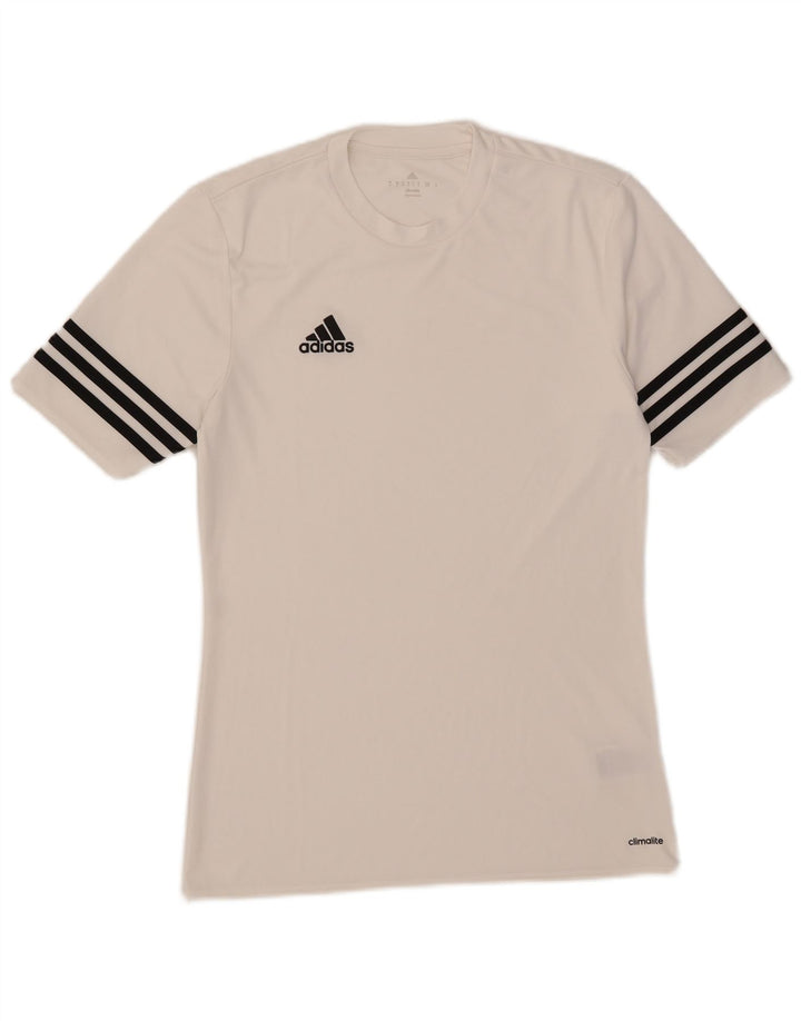 T-shirt Adidas Climalite da uomo piccola in poliestere bianco