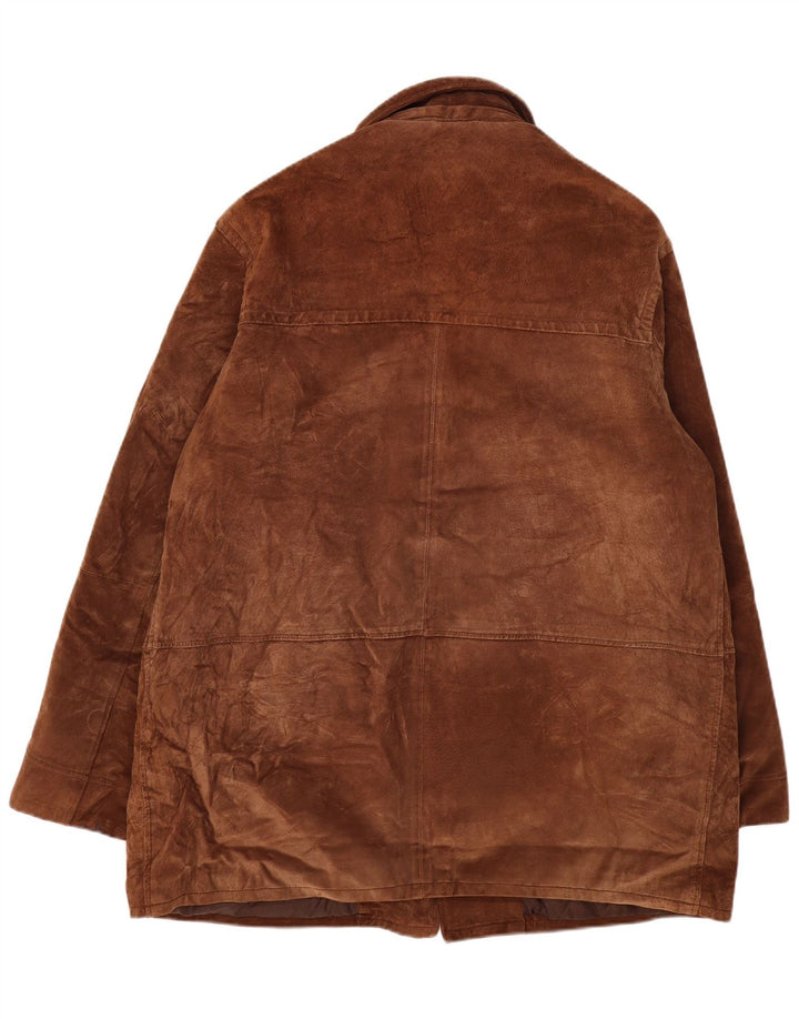 Cappotto vintage da uomo in pelle scamosciata scamosciata IT 56 3XL in pelle marrone