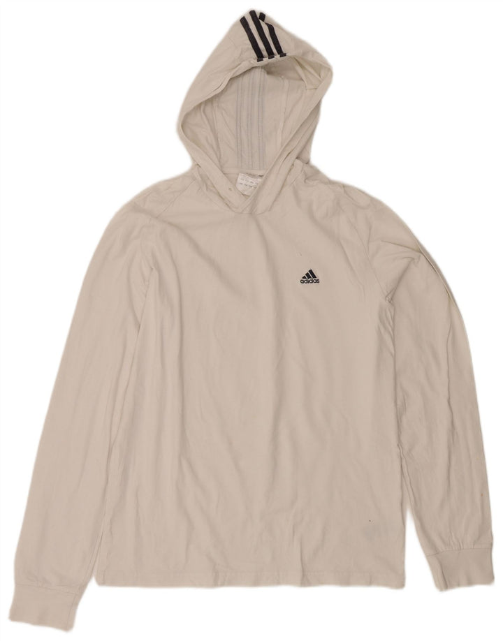 Adidas Maglia da uomo con cappuccio a maniche lunghe grande in cotone bianco