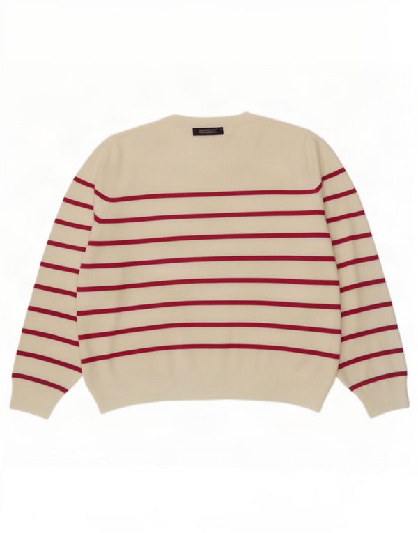 Maglione maglione girocollo da donna Marks & Spencer UK 18 XL a righe bianche