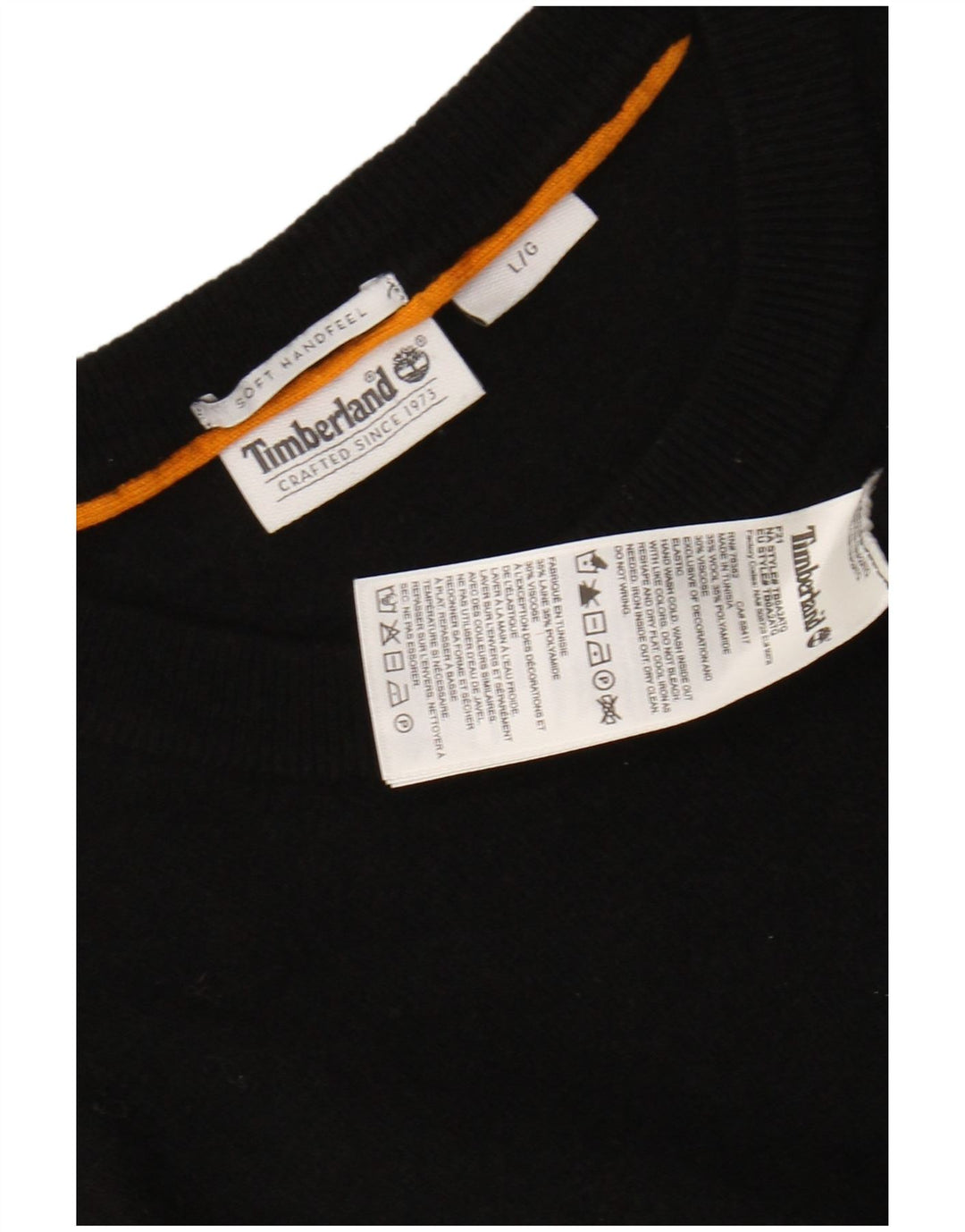 Maglione maglione girocollo da donna TIMBERLAND UK 16 grande lana nera