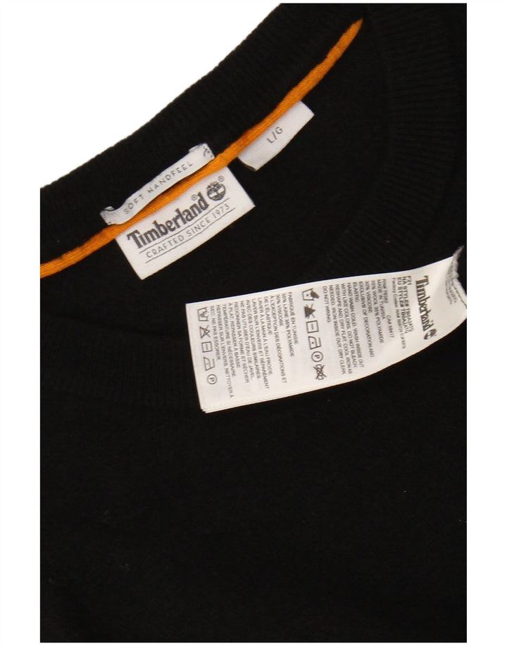 Maglione maglione girocollo da donna TIMBERLAND UK 16 grande lana nera