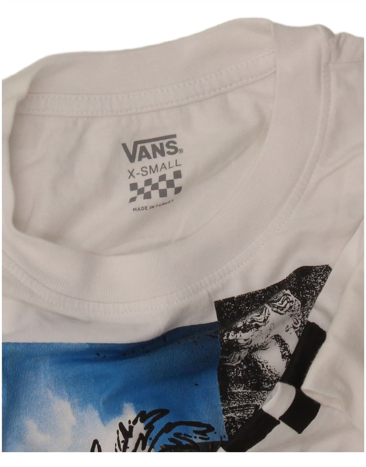 Top corto grafico da donna VANS manica lunga UK 6 XS bianco