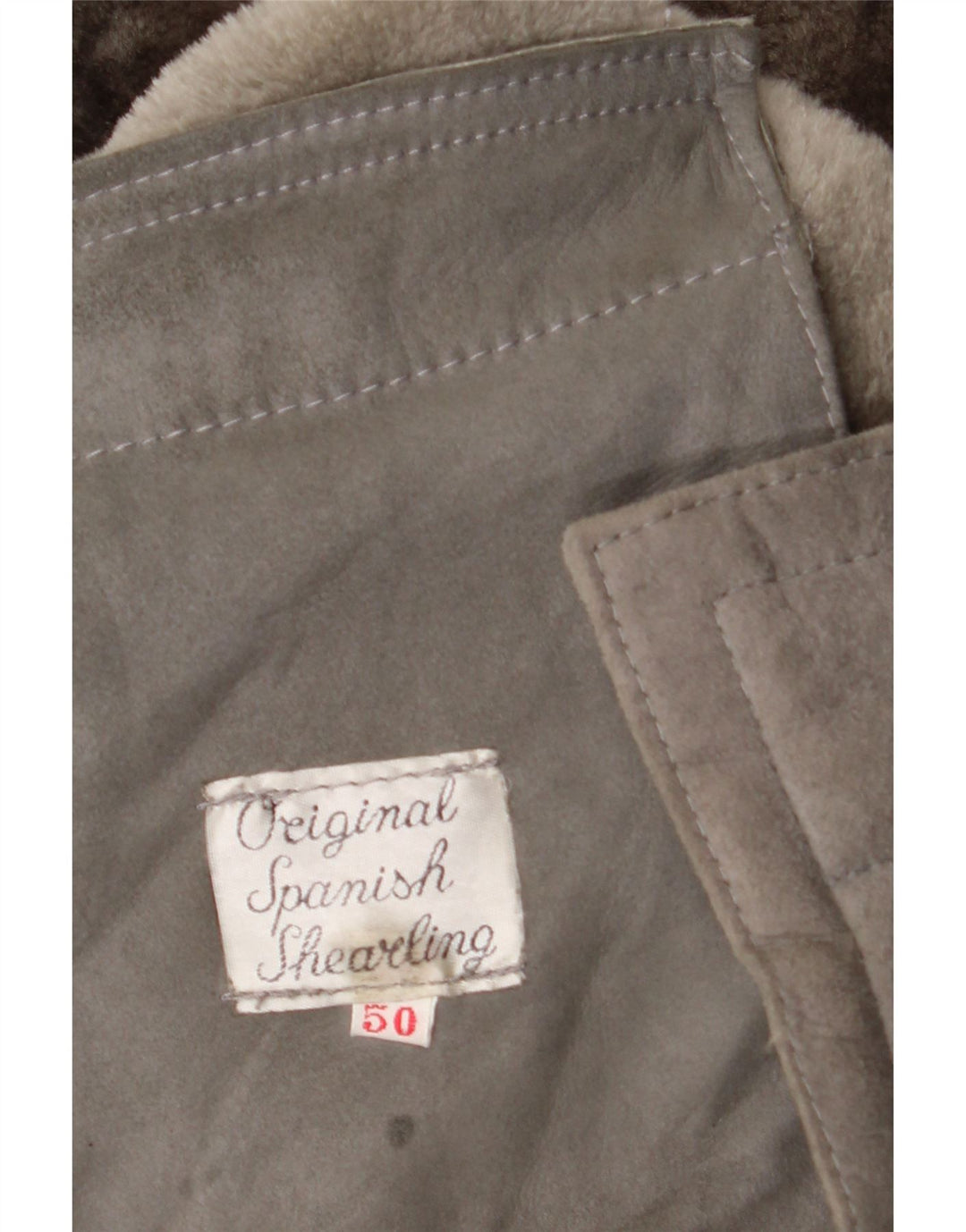 Giacca in shearling vintage da uomo EU 50 Shearling grigio grande