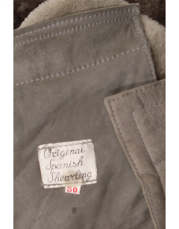 Giacca in shearling vintage da uomo EU 50 Shearling grigio grande