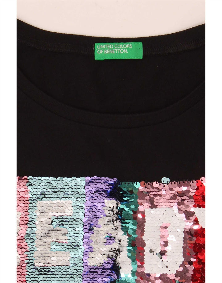 T-shirt grafica da donna Benetton Top UK 10 piccola nera