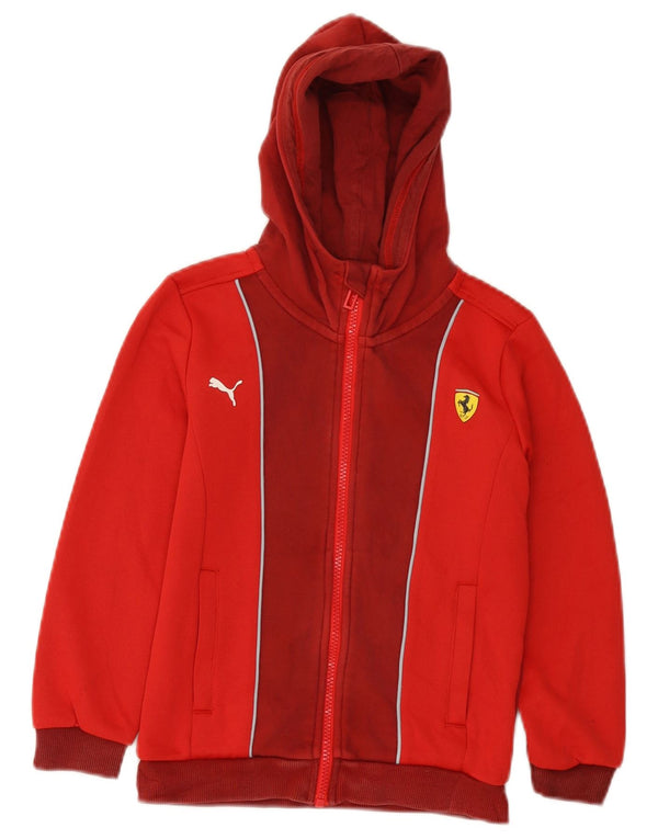 Felpa con cappuccio e zip Puma da ragazzo Ferrari 7-8 anni Poliestere color block rosso