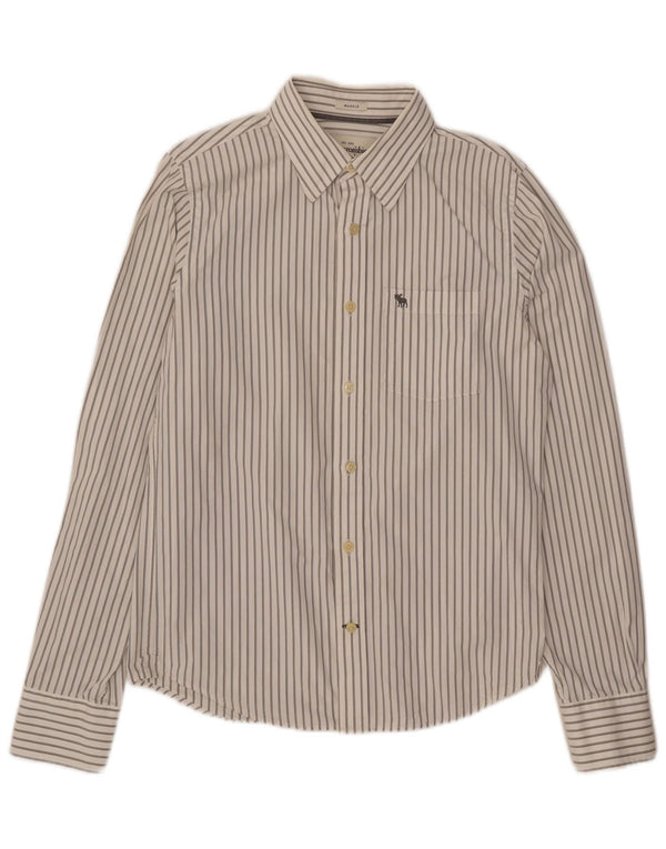 Camicia Muscle da uomo Abercrombie & Fitch in cotone a righe bianche medie