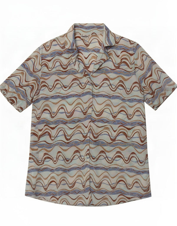Traffic Womens Arcade Short Sleeve Shirt UK 10 Small Blue Striped Cupro