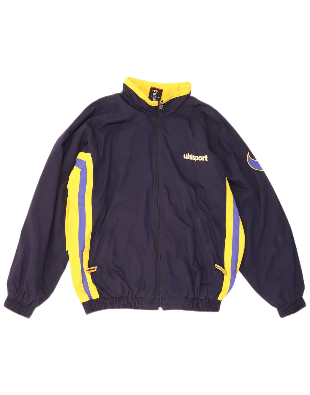 Giacca da ginnastica da uomo con grafica Uhlsport, color block medio blu navy