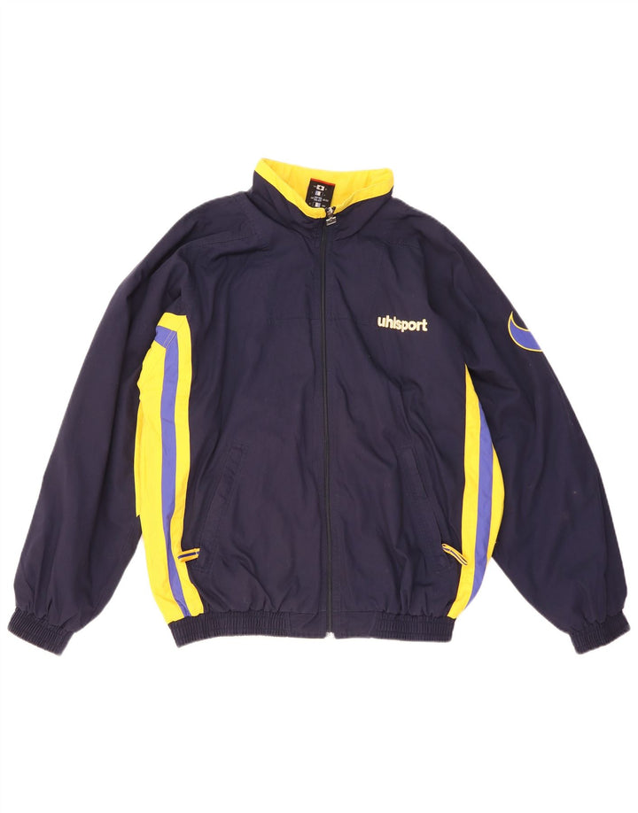 Giacca da ginnastica da uomo con grafica Uhlsport, color block medio blu navy