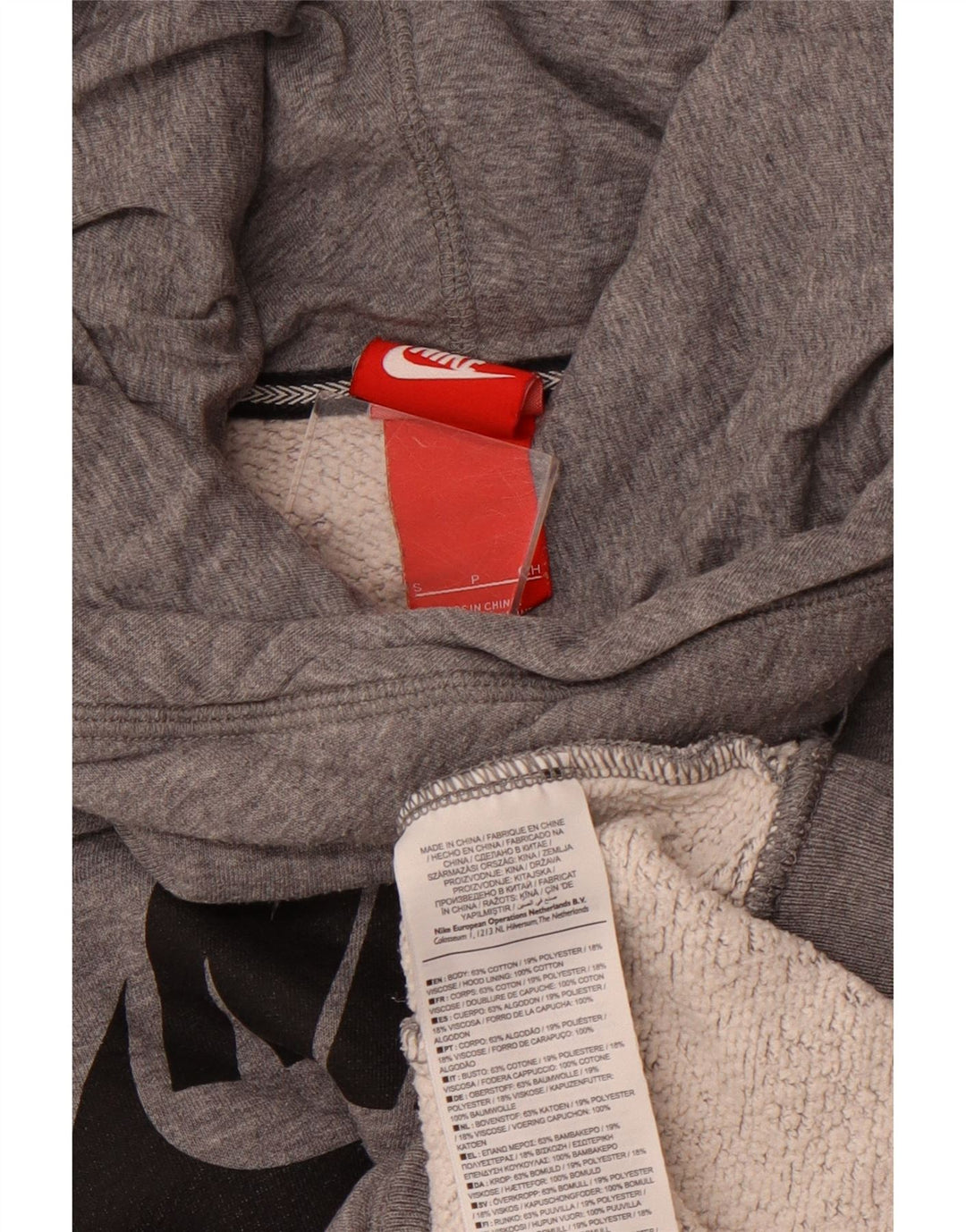 Felpa con cappuccio grafica NIKE da donna UK 10 piccola in cotone grigio