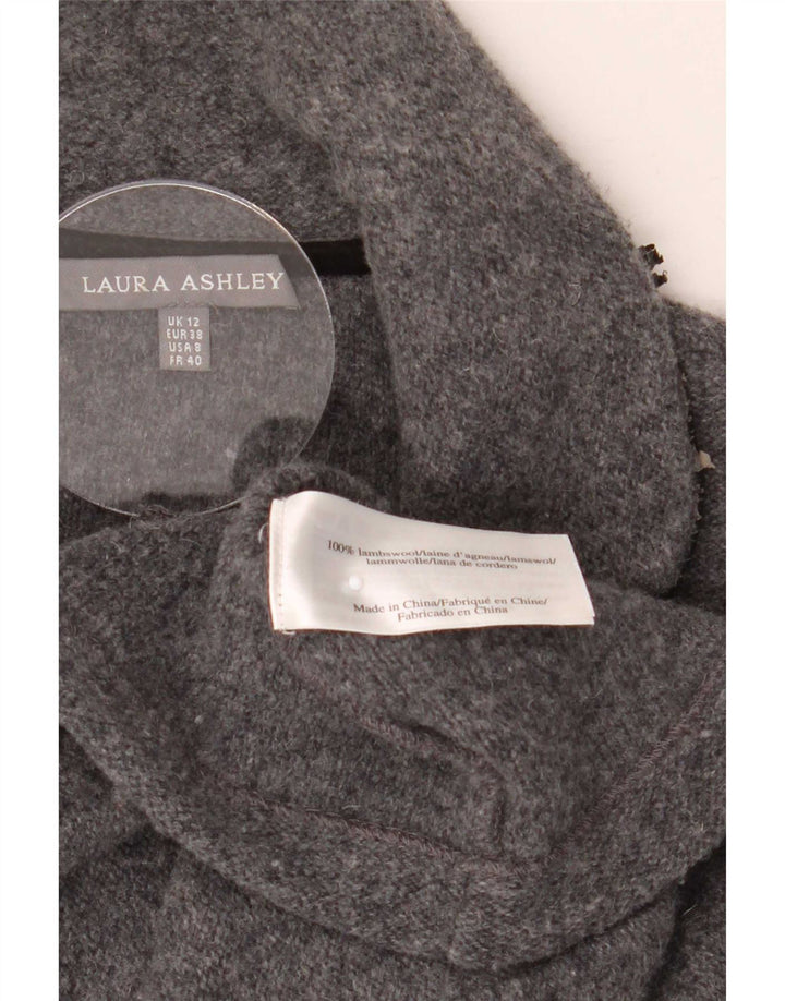 Maglione cardigan da donna Laura Ashley UK 12 Lana d'agnello grigio medio