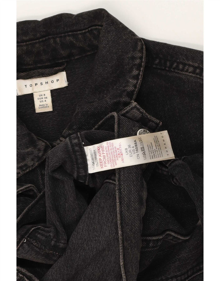 Giacca in denim corto da donna Topshop UK 8 piccolo cotone nero