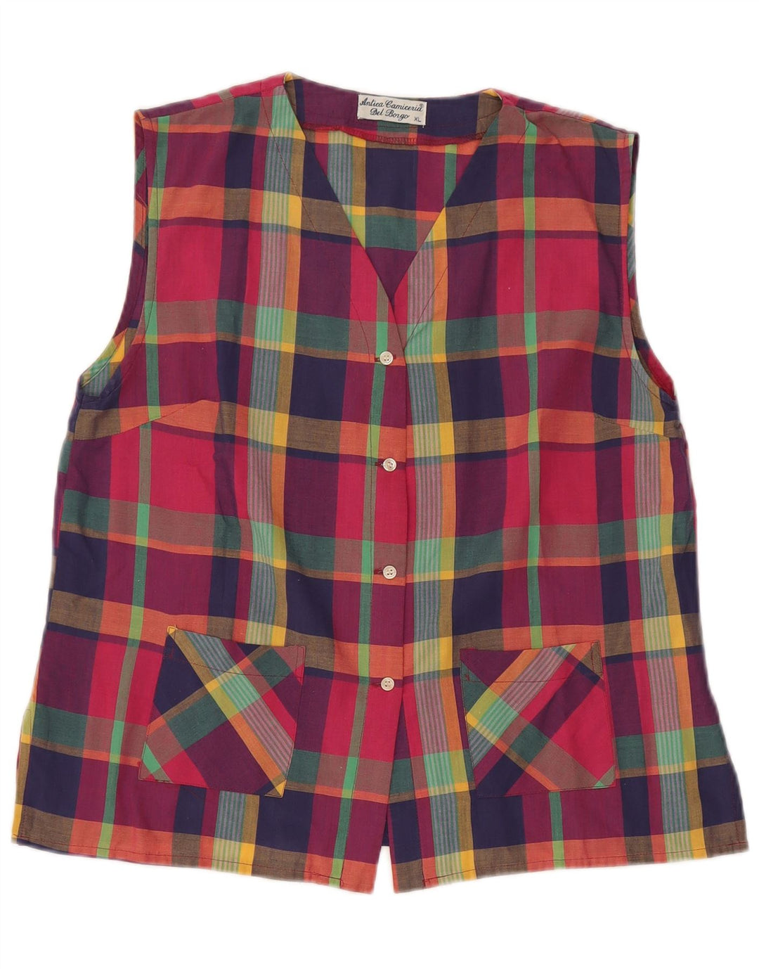 Antica Camiceria Camicia da donna Camicetta UK 18 XL a quadri multicolore