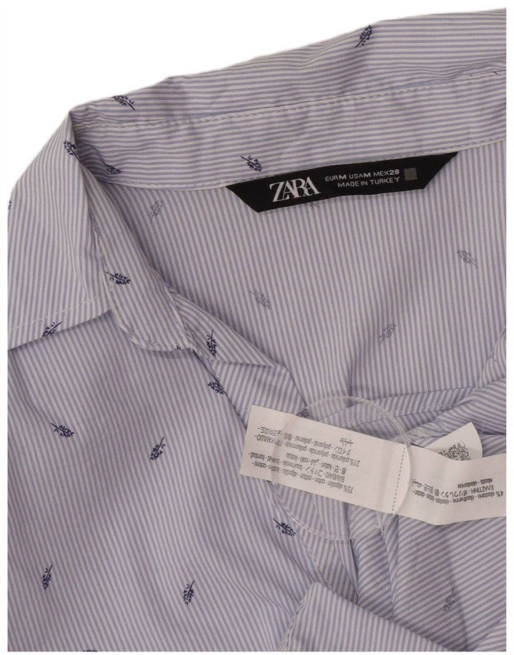 Camicia da donna Zara UK 12 Cotone gessato blu medio