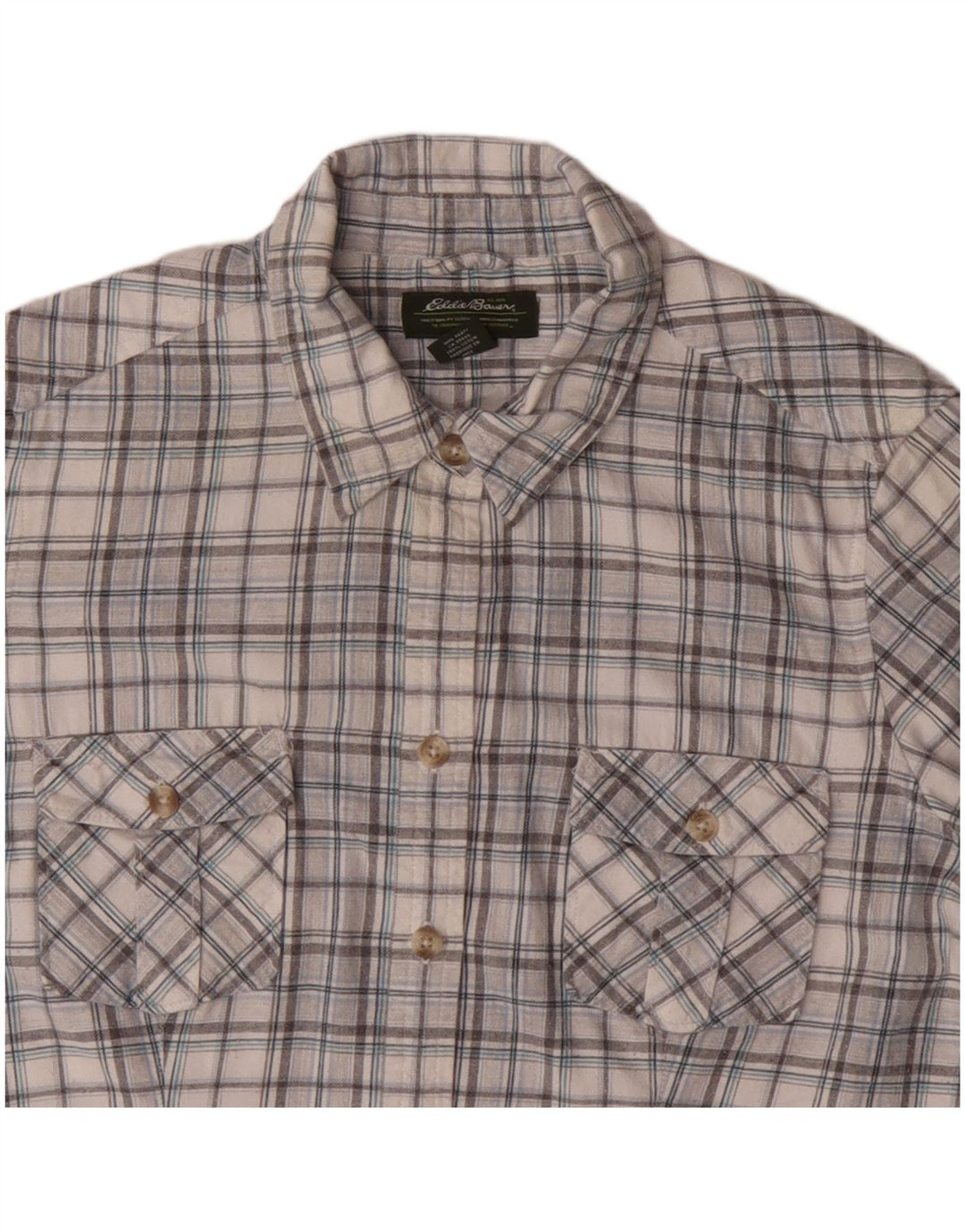 Camicia da donna EDDIE BAUER UK 16 Cotone a quadri grigio grande