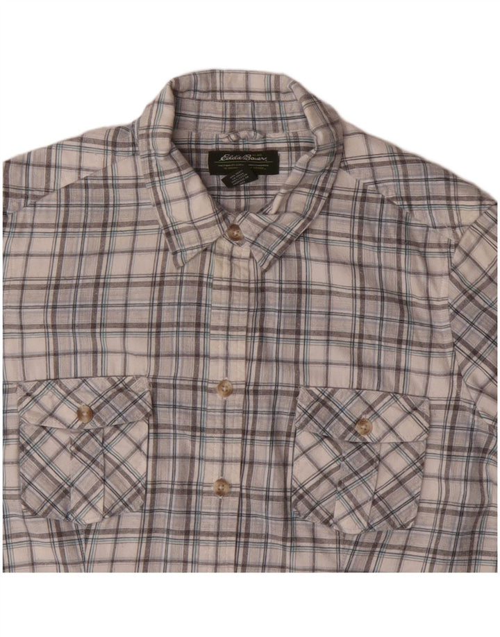 Camicia da donna EDDIE BAUER UK 16 Cotone a quadri grigio grande