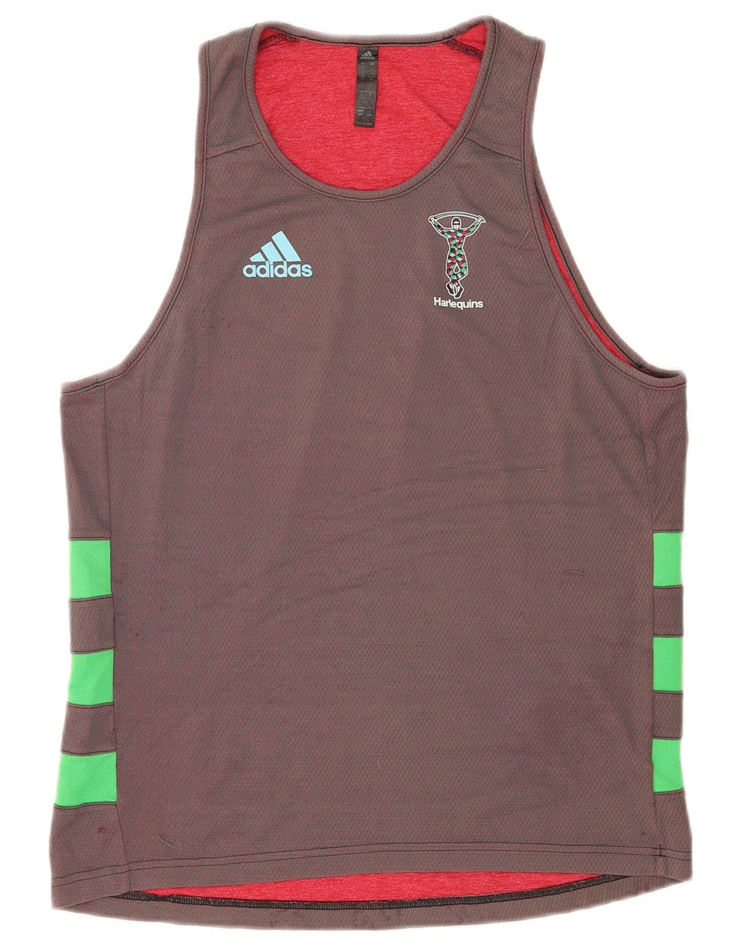Adidas - Canotta grafica da uomo, grande, in poliestere color block grigio