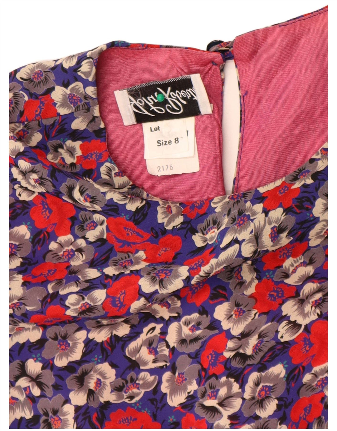 Abito tubino vintage da donna con maniche a 3/4 US 8 medio floreale multicolore