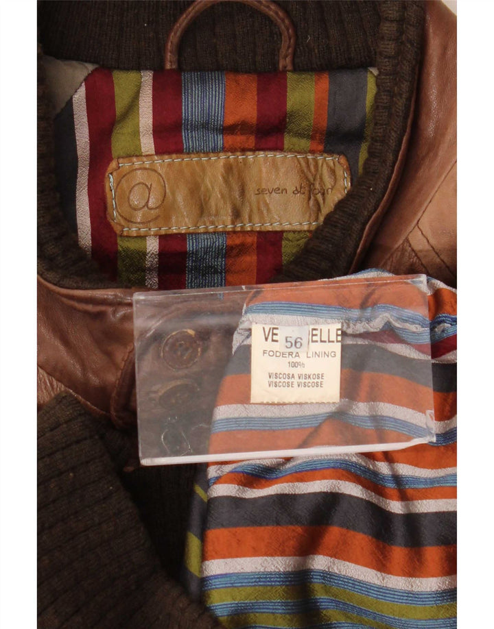 Giacca in pelle vintage da uomo IT 50 grande marrone