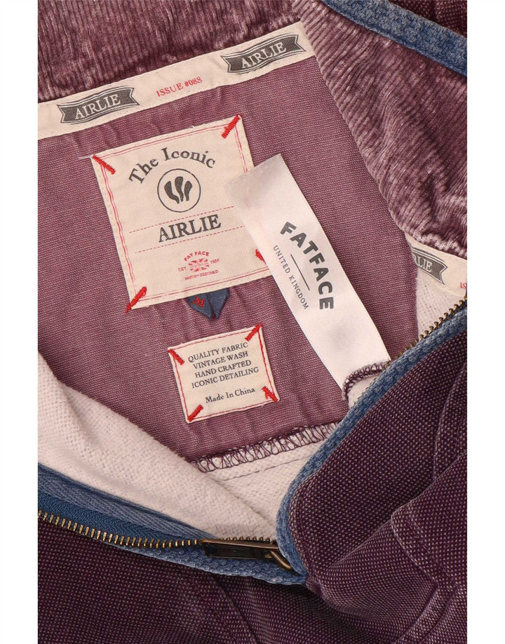 Felpa da uomo con collo con zip Fat Face Maglione cotone viola medio