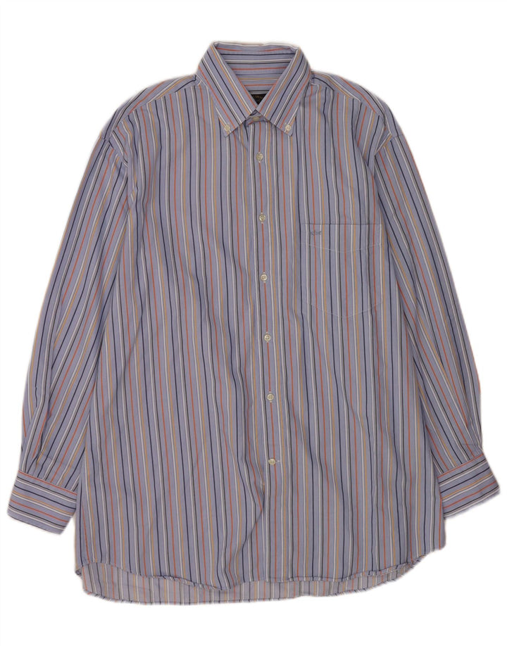 Camicia da yachting da uomo Paul & Shark taglia 41 cotone a righe blu medio