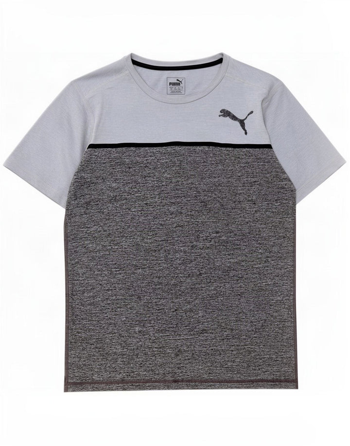 T-shirt da uomo Puma Top Small in poliestere color block grigio