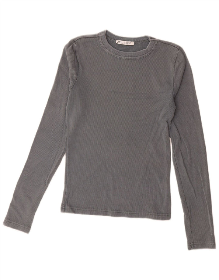 Top Zara da donna a maniche lunghe UK 12 Grigio medio