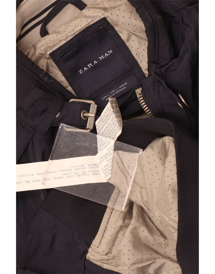 Giubbotto bomber da uomo Zara UK 40 grande poliestere blu navy