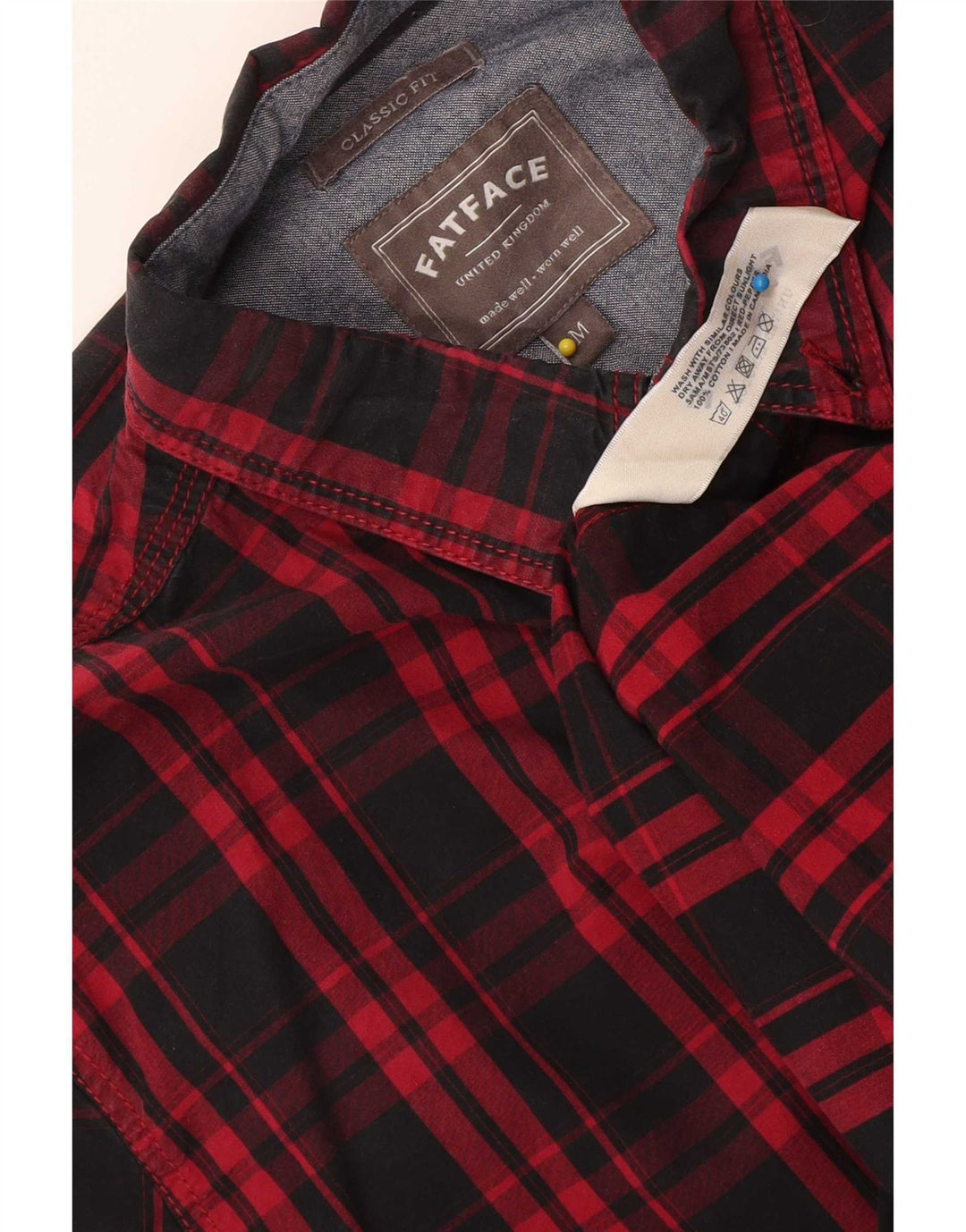 Camicia da uomo dal taglio classico Fat Face, cotone a quadri neri medi