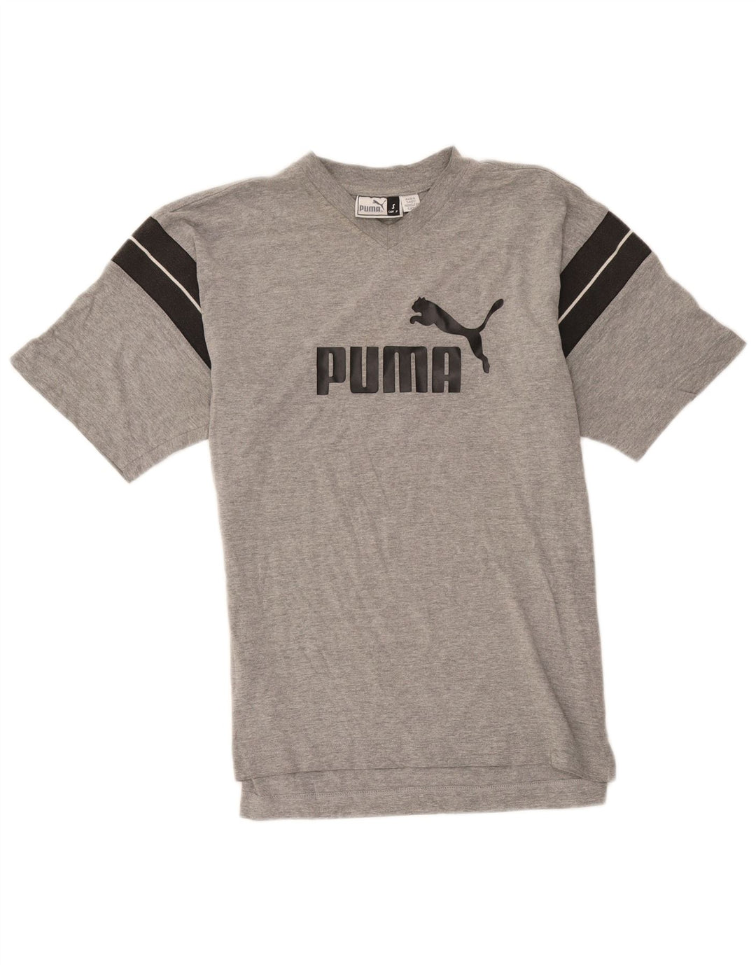 T-shirt grafica da uomo Puma Top Small in cotone color block grigio