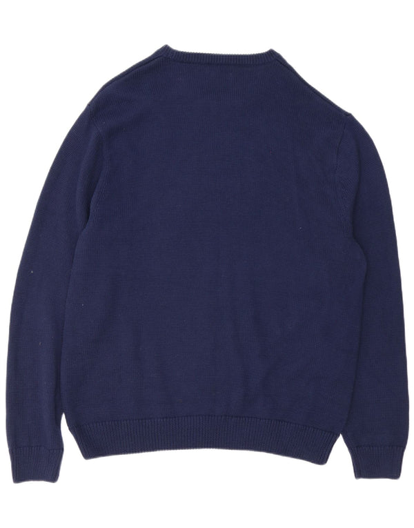 Maglione maglione girocollo da uomo Chaps XL in cotone blu navy