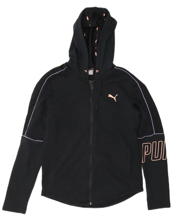 Felpa con cappuccio e zip grafica da donna Puma UK 10 Small Blu Navy Cotone