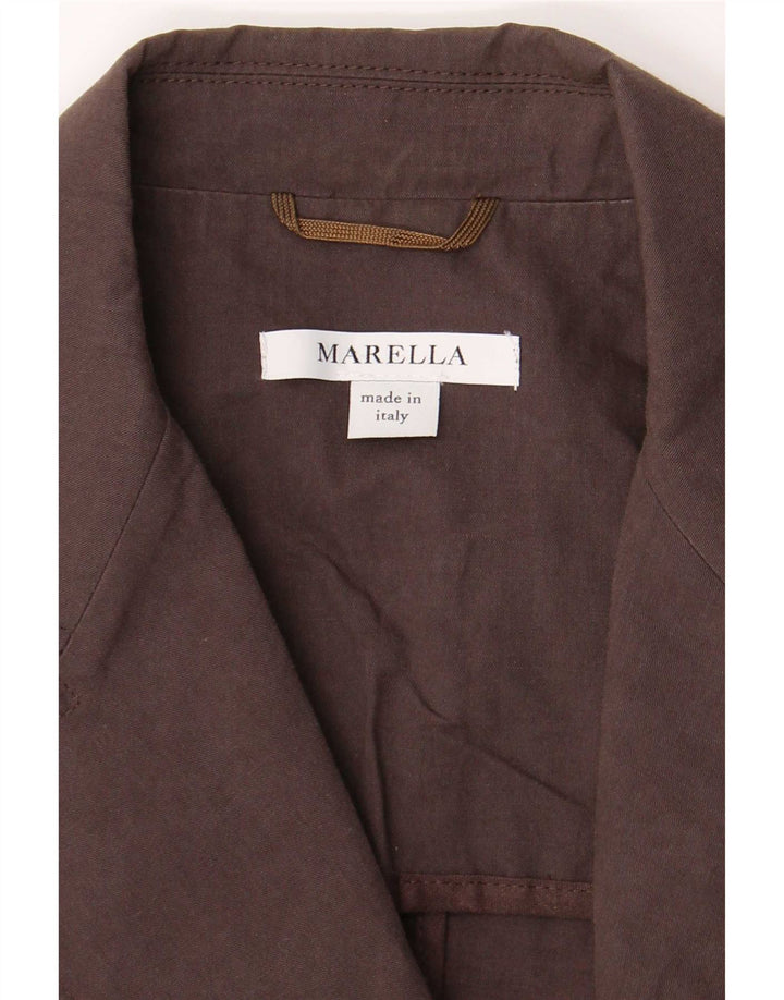 Giacca blazer da donna a 2 bottoni Marella UK 16 grande cotone marrone