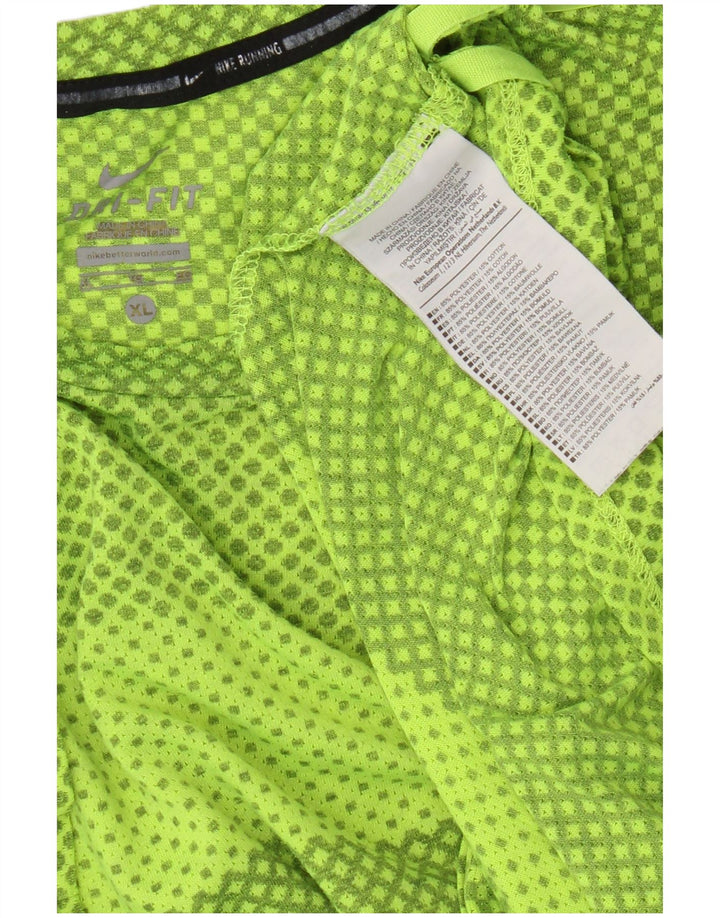 T-shirt Nike da uomo Dri Fit Top XL verde geometrico in poliestere
