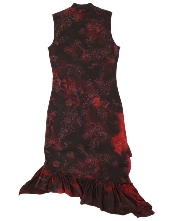 Abito asimmetrico senza maniche da donna Lovie Paris UK 12 Medium Black Paisley