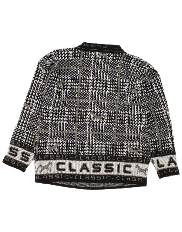 Maglione maglione girocollo con grafica vintage da uomo, grande motivo a quadri neri