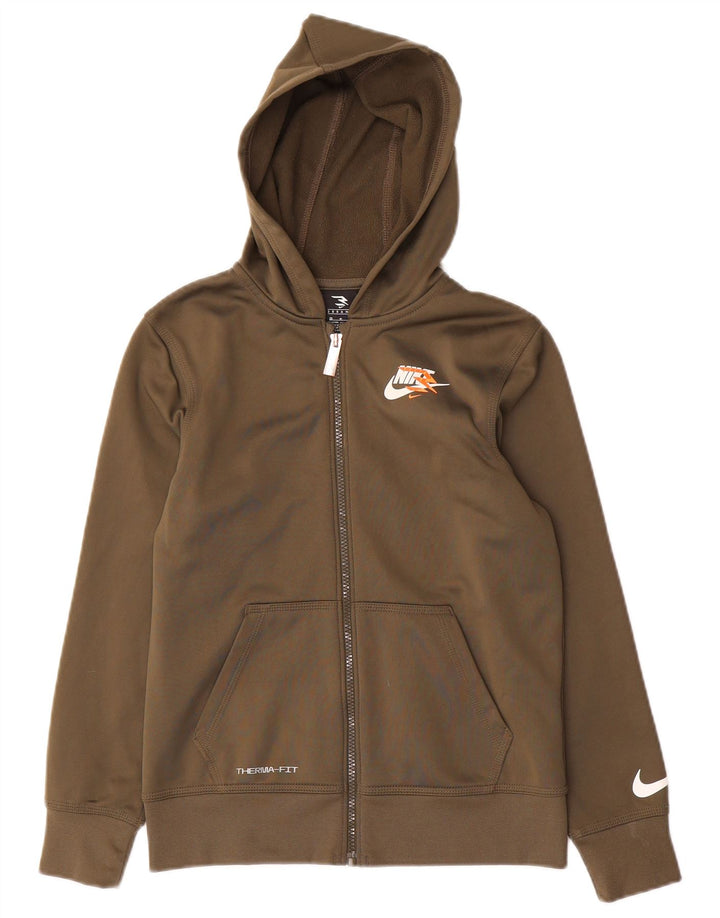 Felpa con cappuccio e zip Nike 3BRAND da ragazzo, 10-11 anni, poliestere kaki medio
