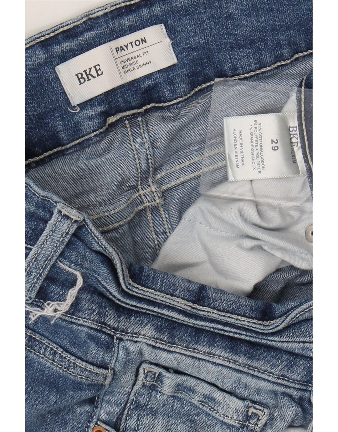 Jeans skinny effetto consumato Payton da donna BKE a vita media W29 L26 cotone blu