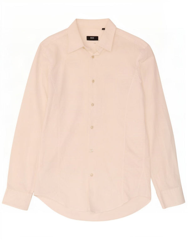 Camicia da uomo slim fit elasticizzata Hugo Boss taglia 38 15 cotone bianco medio