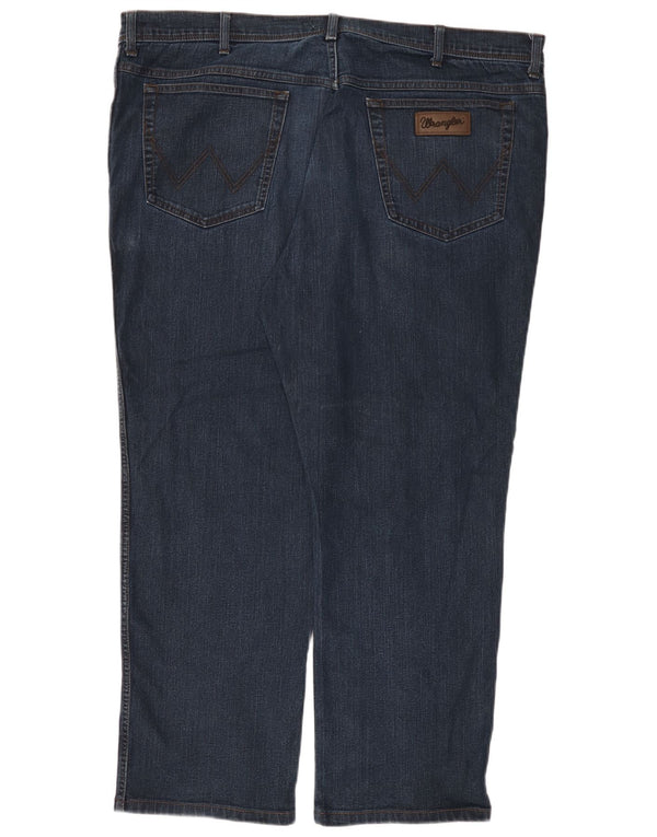 Wrangler Mens Texas Straight Jeans W46 L32 Navy Blue Cotton