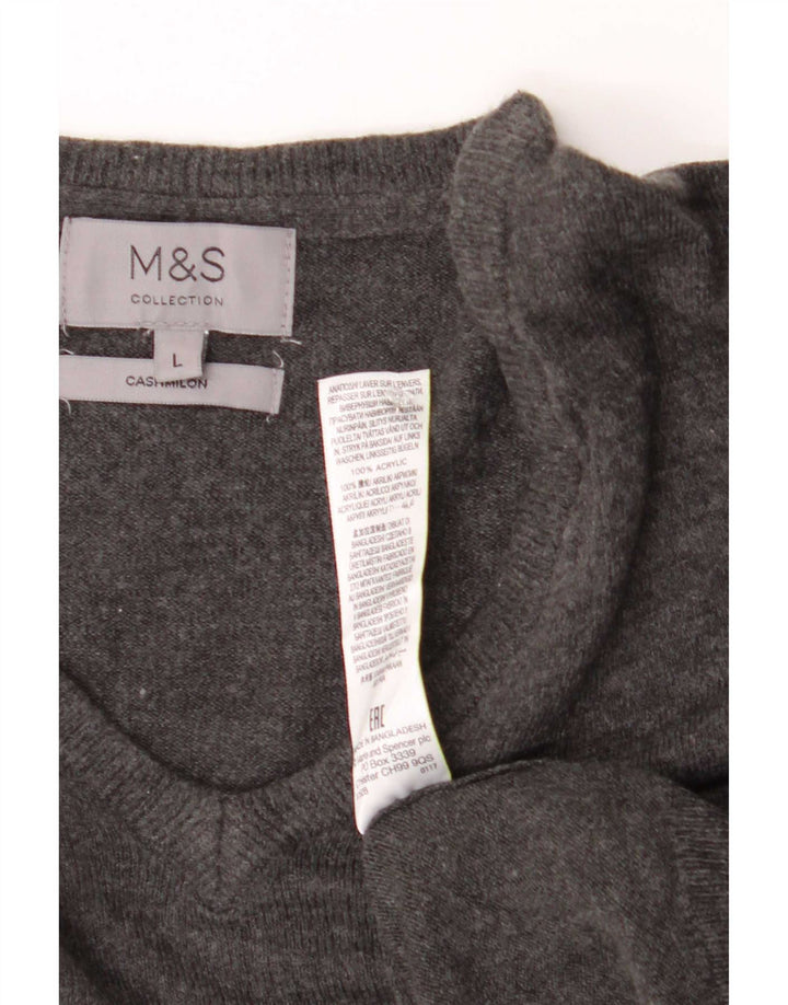 Maglione da uomo con scollo a V Marks & Spencer grande acrilico grigio
