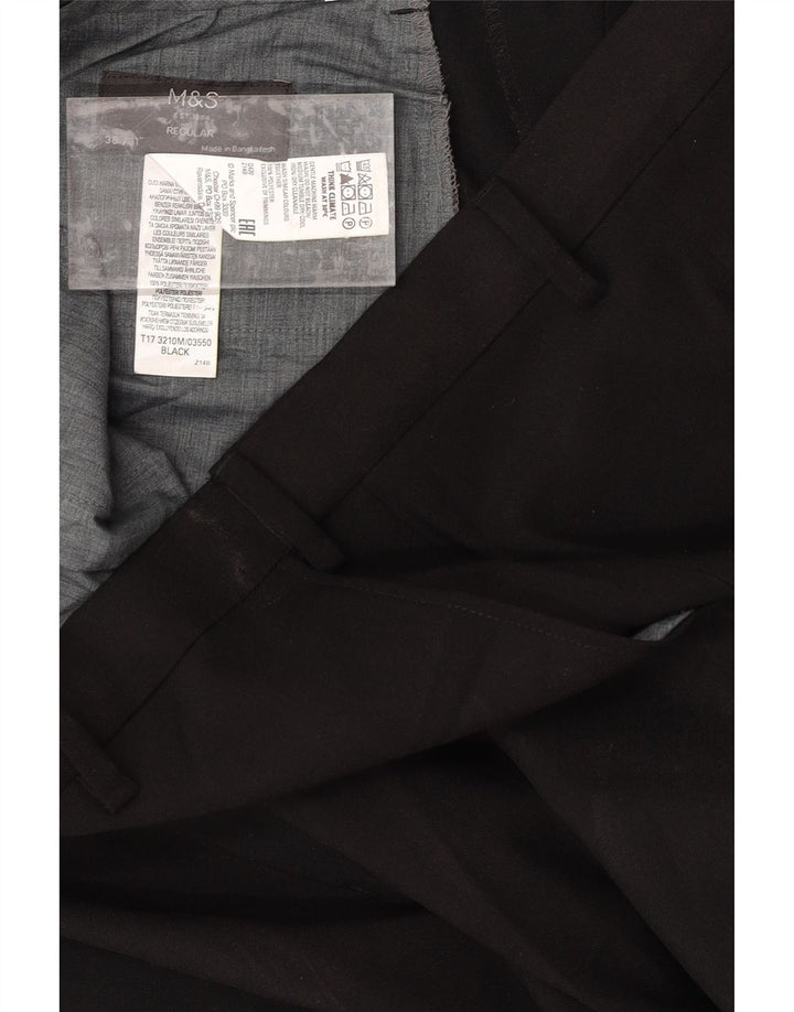 MARKS & SPENCER Mens Straight Suit Trousers W38 L31 Black Polyester Vintage Marks & Spencer and Second-Hand Marks & Spencer from Messina Hembry 