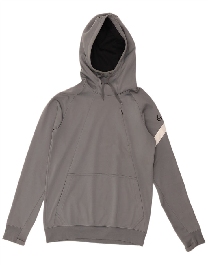 Felpa con cappuccio Nike Dri Fit da uomo, piccola, in poliestere color block grigio