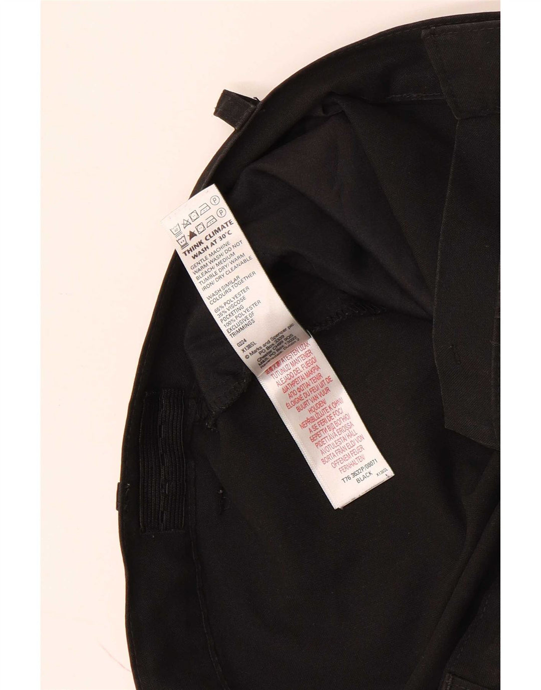 Pantaloni da abito slim Marks & Spencer da ragazzo 15-16 anni W34 L29 Poliestere nero